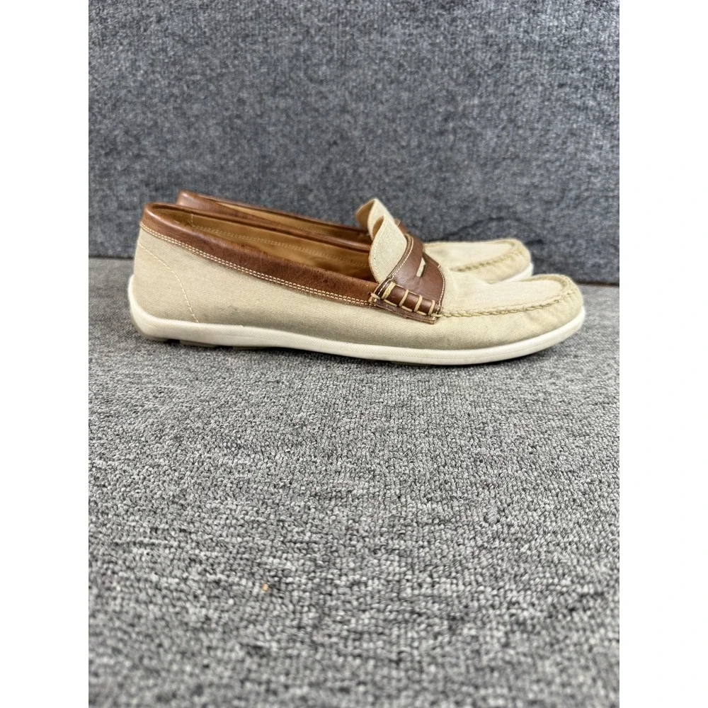 Alan Payne Canvas Loafers Shoes Mens 10.5 Beige Brown Cannes Made Brazil Casual